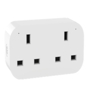 Tuya Smart WiFi Double UK Adaptor with Power Metering, Dual Socket, Separate App Control, Energy Monitoring, Alexa Google Ready, 2990W Max